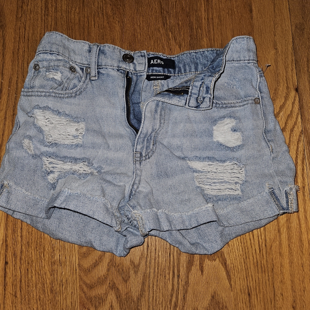 *4 For💲30* Areopostale Light Blue Distressed Denim Mom Shorts
